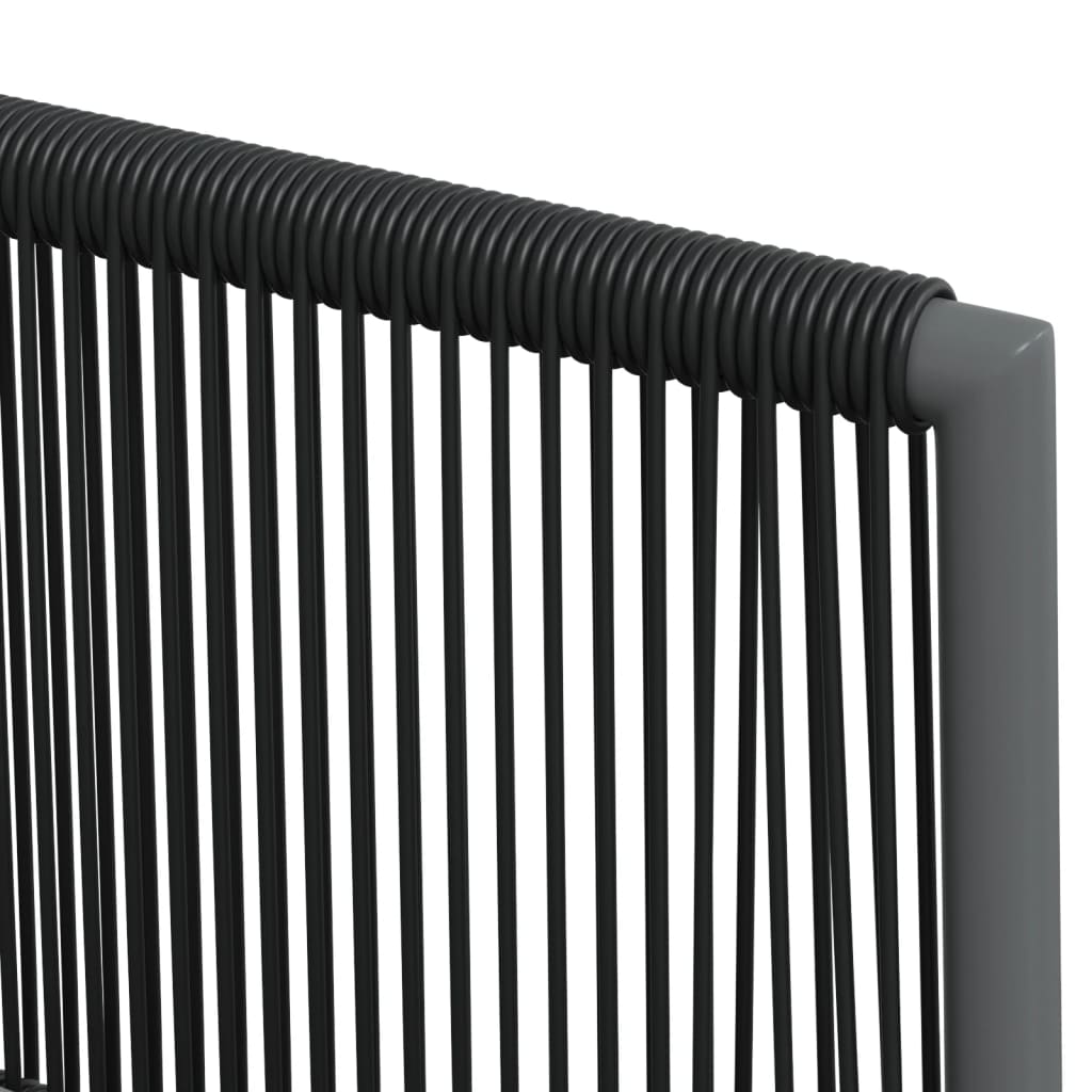 3-tlg. Garten-Essgruppe mit Kissen Schwarz Poly Rattan & Stahl