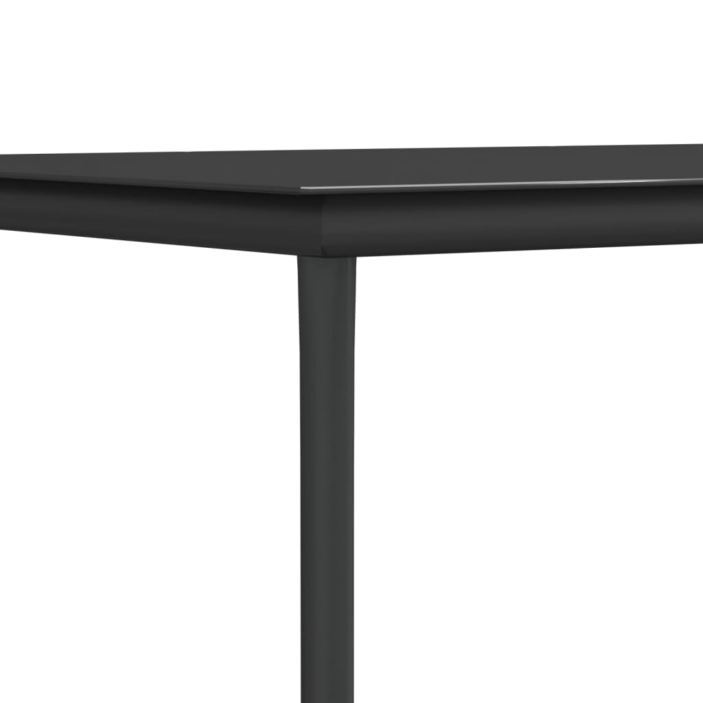 7-tlg. Garten-Essgruppe mit Kissen Schwarz Poly Rattan & Stahl