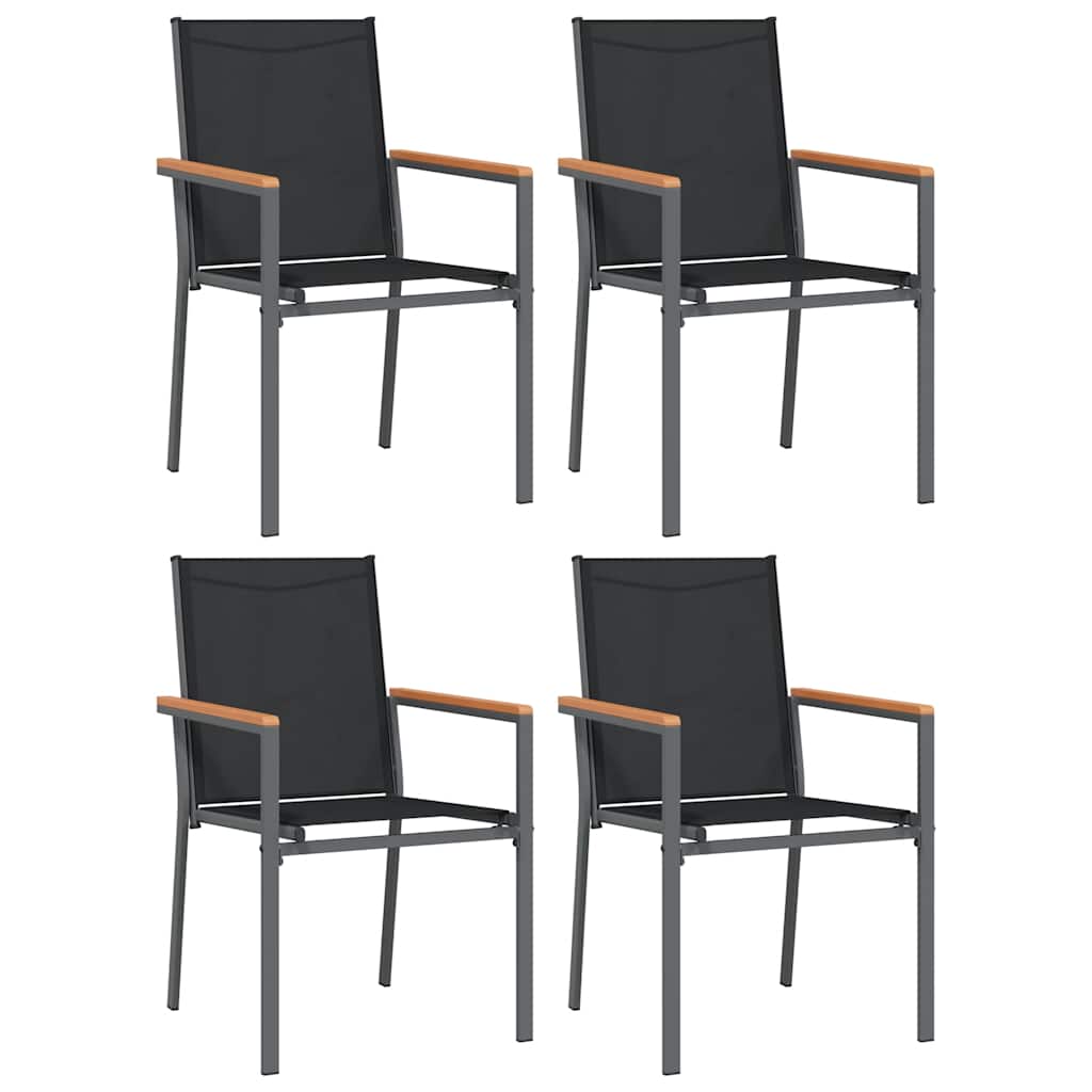 Gartenstühle 4 Stk. Schwarz 55x61,5x90 cm Textilene und Stahl