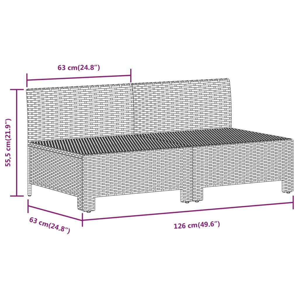 7-tlg. Garten-Lounge-Set mit Kissen Grau Poly Rattan