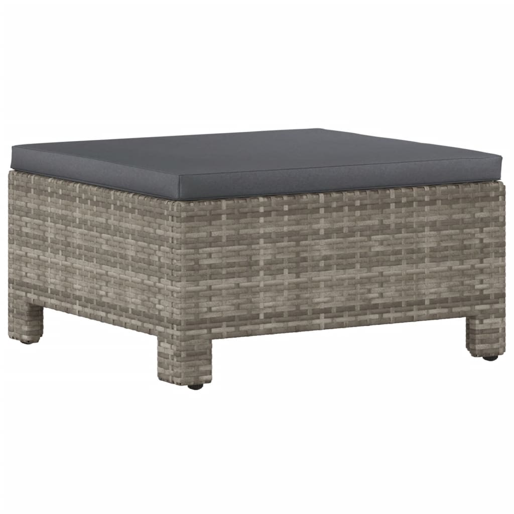 7-tlg. Garten-Lounge-Set mit Kissen Grau Poly Rattan