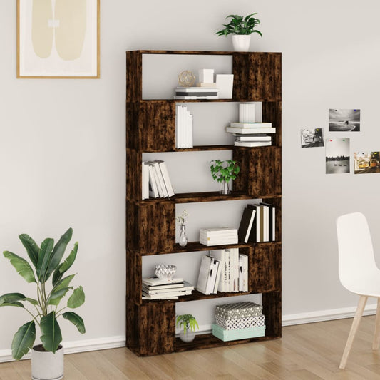 Bookshelf/room divider smoked oak 100x24x188 cm
