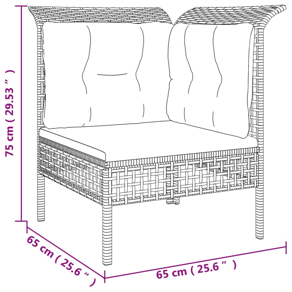 10-tlg. Garten-Lounge-Set mit Kissen Grau Poly Rattan