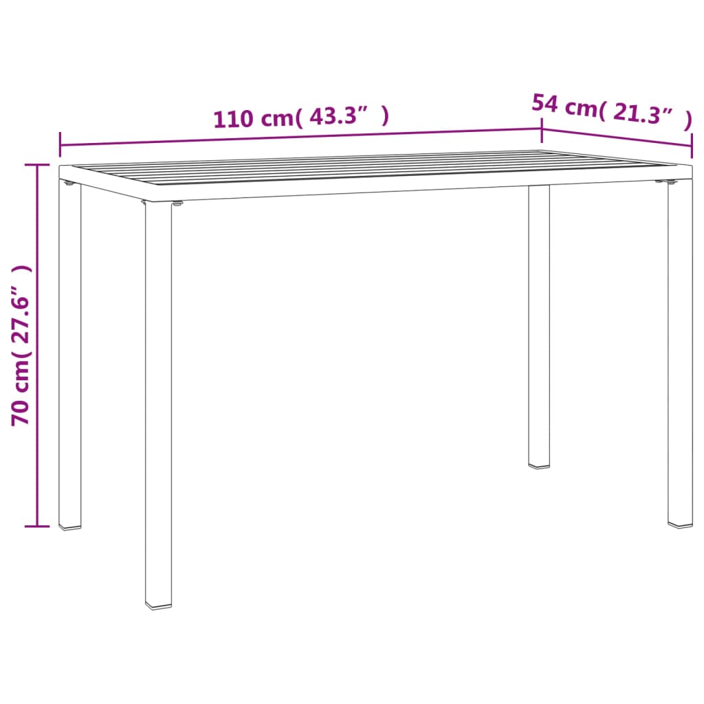 Table à manger de jardin anthracite 110x54x70 cm acier