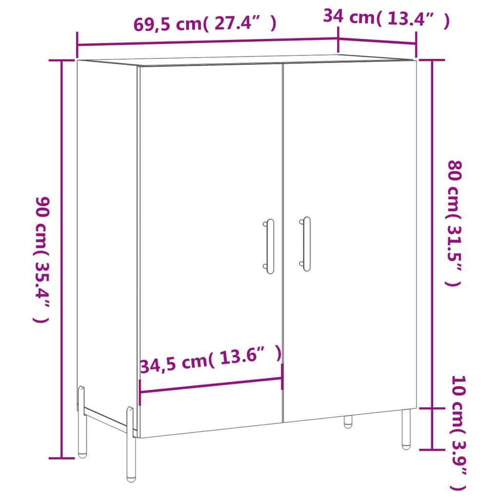 Sideboard Weiß 69,5x34x90 cm Holzwerkstoff