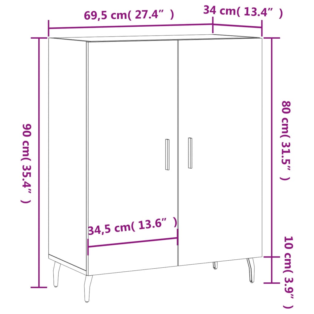 Sideboard Räuchereiche 69,5x34x90 cm Holzwerkstoff