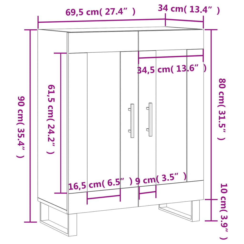 Sideboard Sonoma-Eiche 69,5x34x90 cm Holzwerkstoff