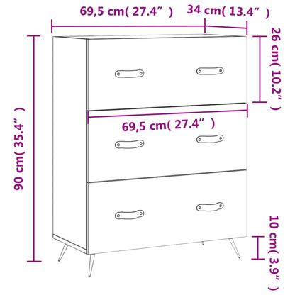 Kommode Weiß 69,5x34x90 cm Holzwerkstoff