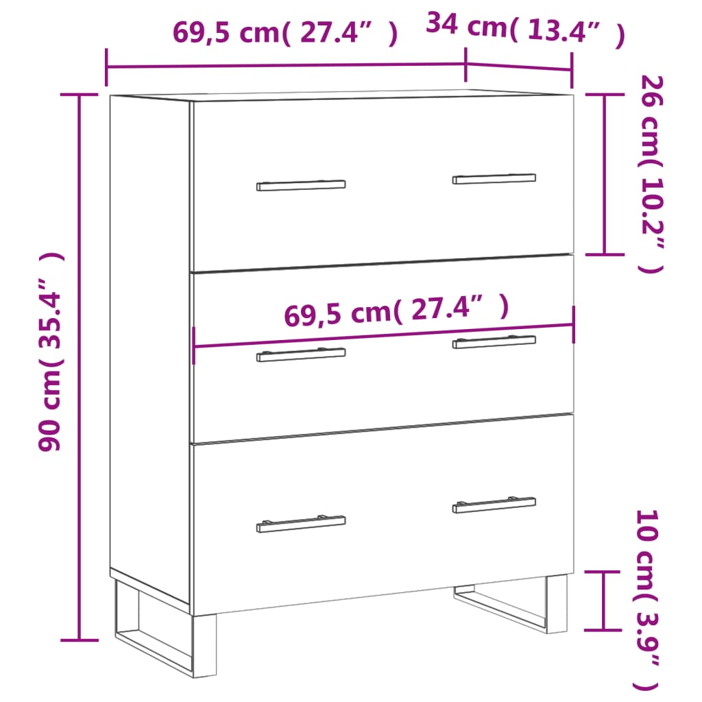 Sideboard Weiß 69,5x34x90 cm Holzwerkstoff
