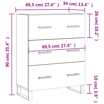Sideboard Weiß 69,5x34x90 cm Holzwerkstoff