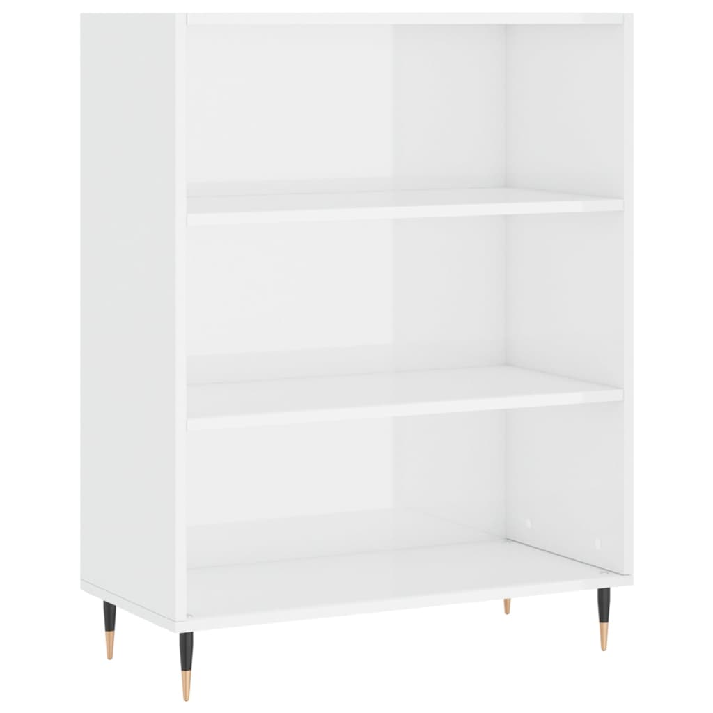 Bookcase High Gloss White 69.5x32.5x90 cm Wood Material