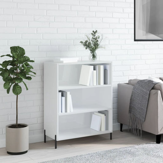 Armoire à étagères blanc brillant 69,5x32,5x90 cm en bois