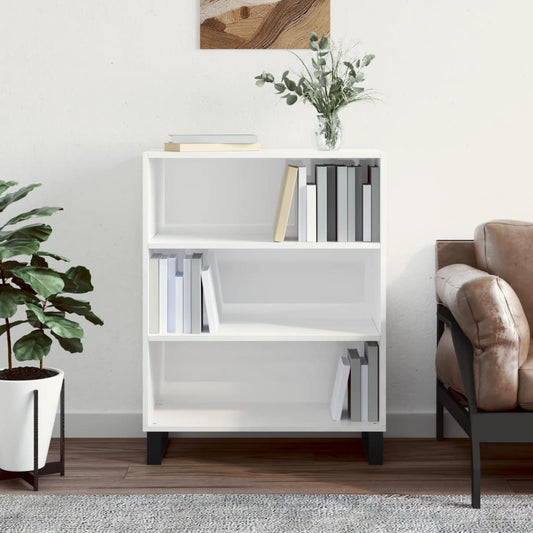 Armoire à étagères blanc brillant 69,5x32,5x90 cm en bois