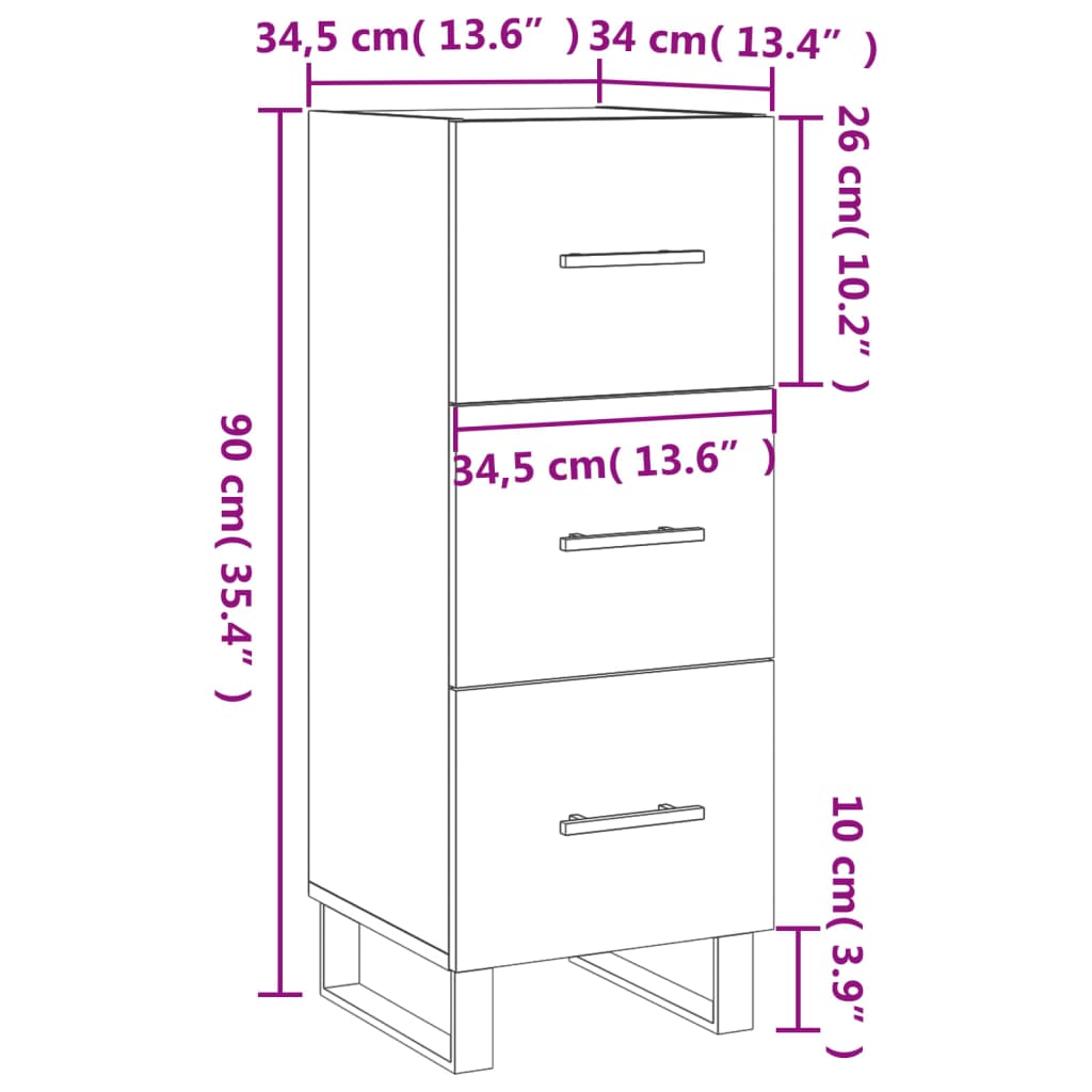 Sideboard Grau Sonoma 34,5x34x90 cm Holzwerkstoff