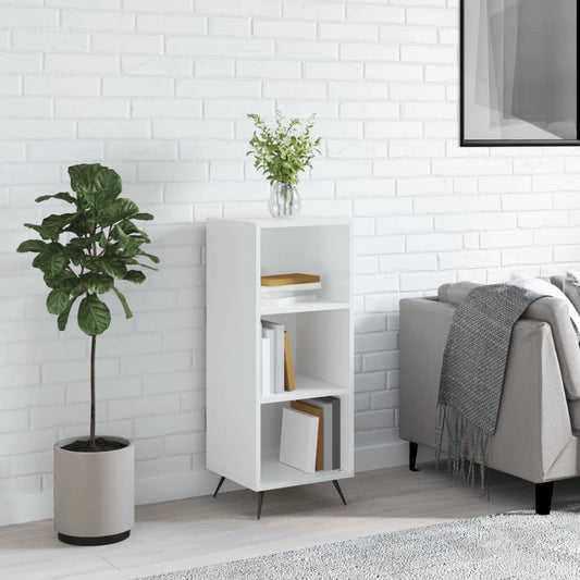 Armoire à étagères blanc brillant 34,5x32,5x90 cm en bois