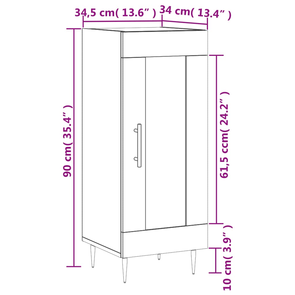 Sideboard Betongrau 34,5x34x90 cm Holzwerkstoff