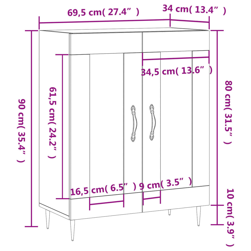 Sideboard Sonoma-Eiche 69,5x34x90 cm Holzwerkstoff