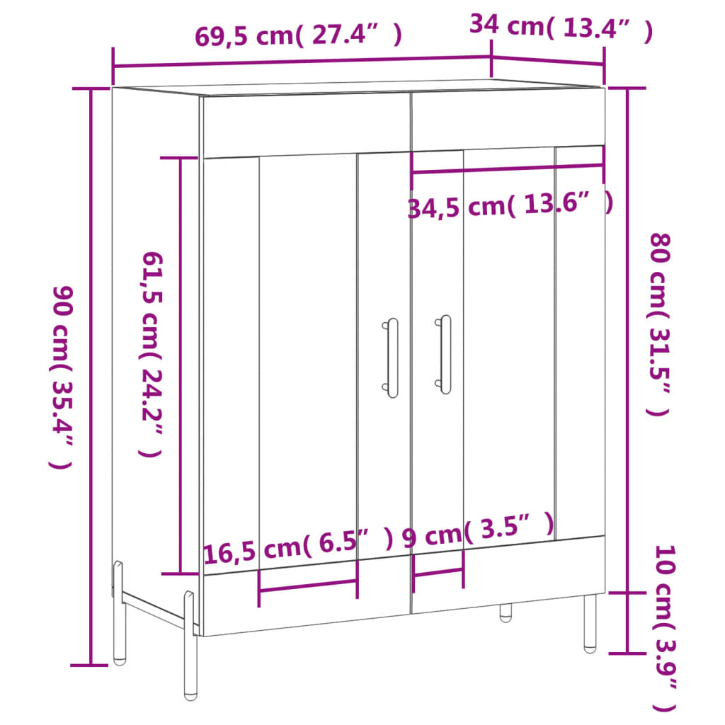Sideboard Weiß 69,5x34x90 cm Holzwerkstoff