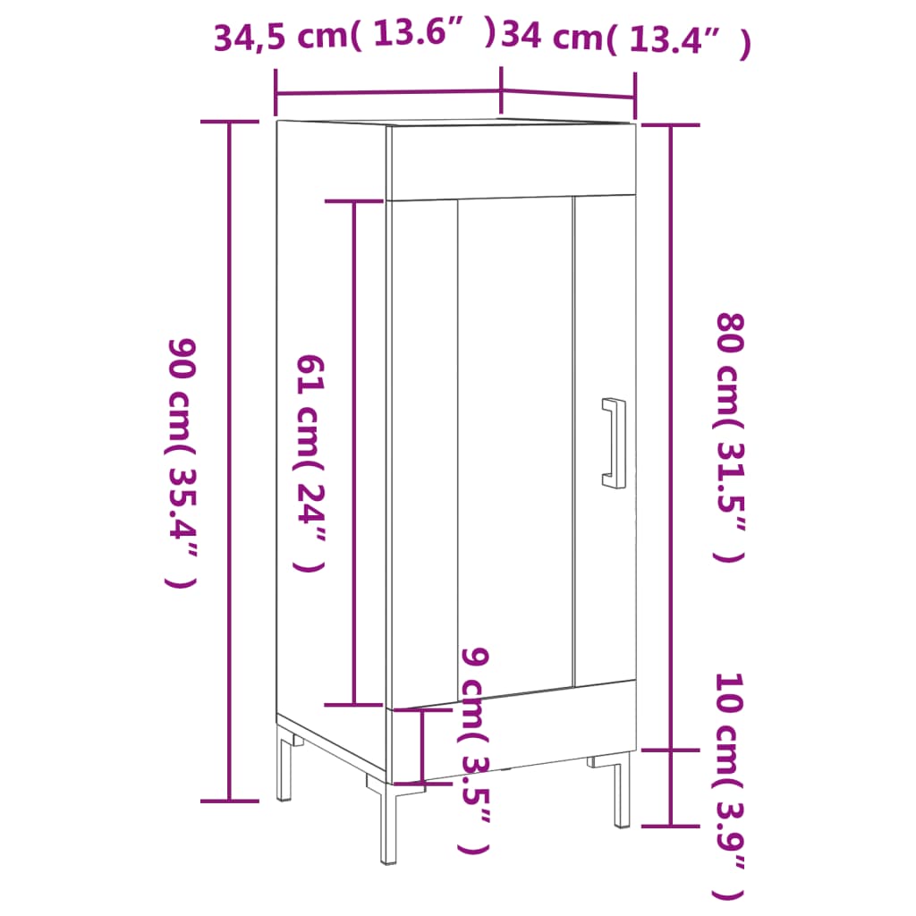 Sideboard Sonoma-Eiche 34,5x34x90 cm Holzwerkstoff
