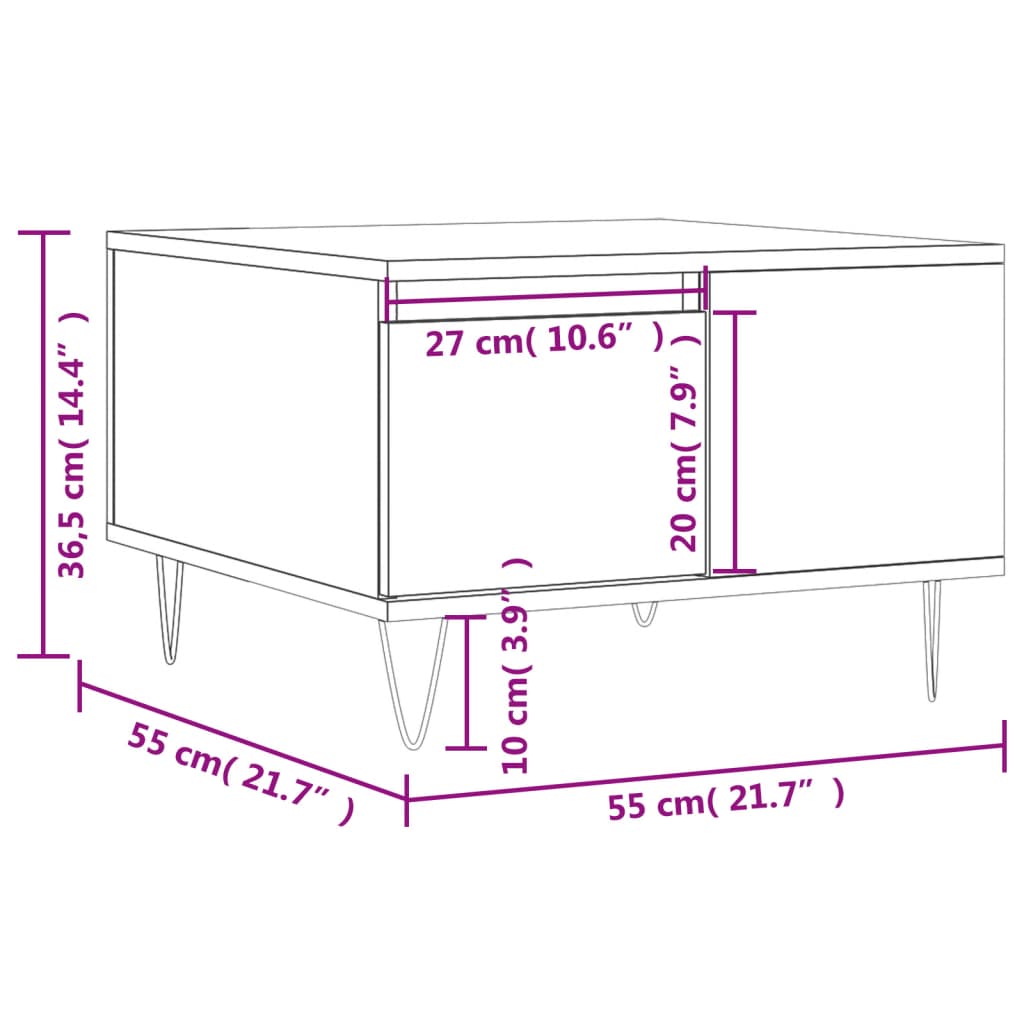 Couchtisch Betongrau 55x55x36,5 cm Holzwerkstoff