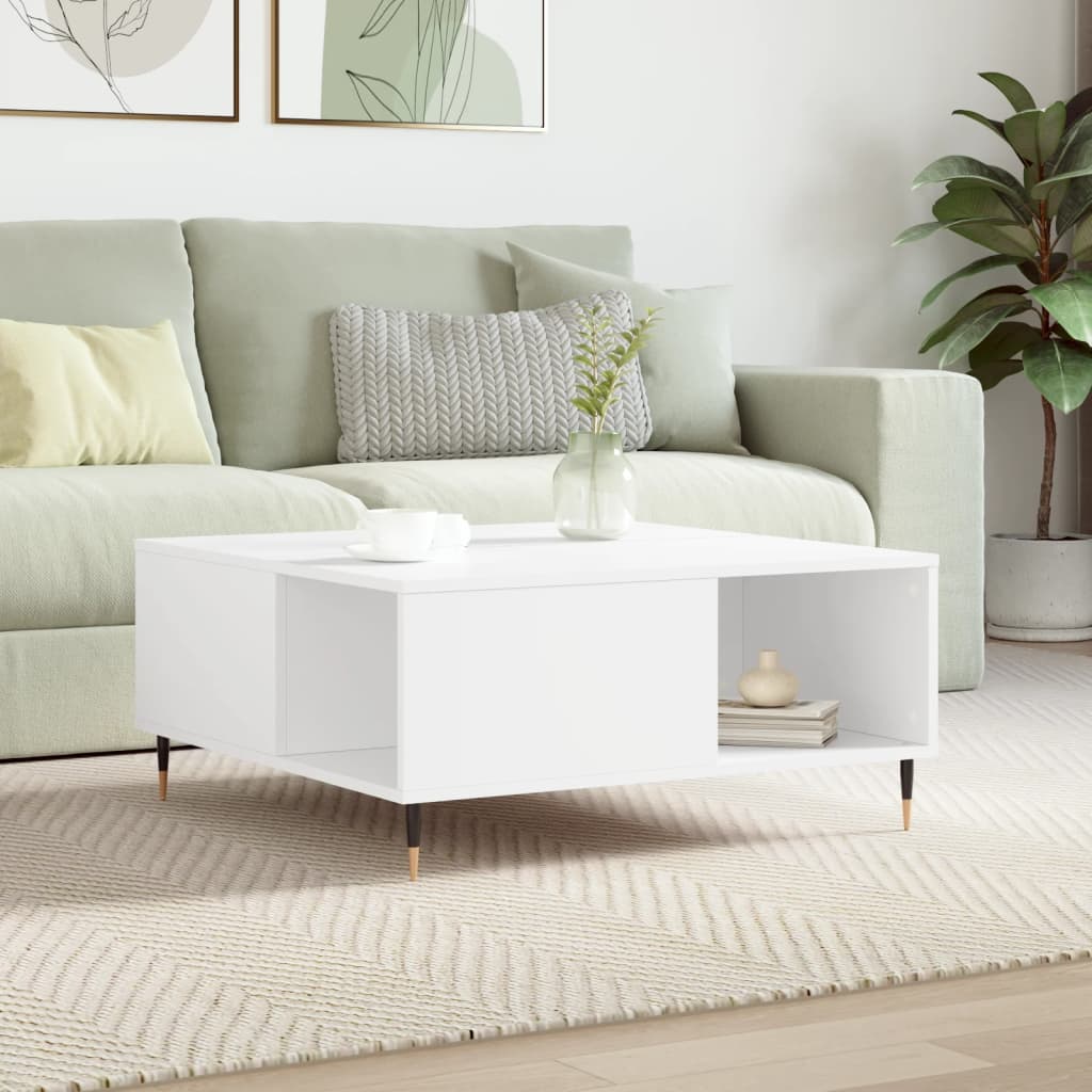 Table basse blanche 80x80x36,5 cm en bois
