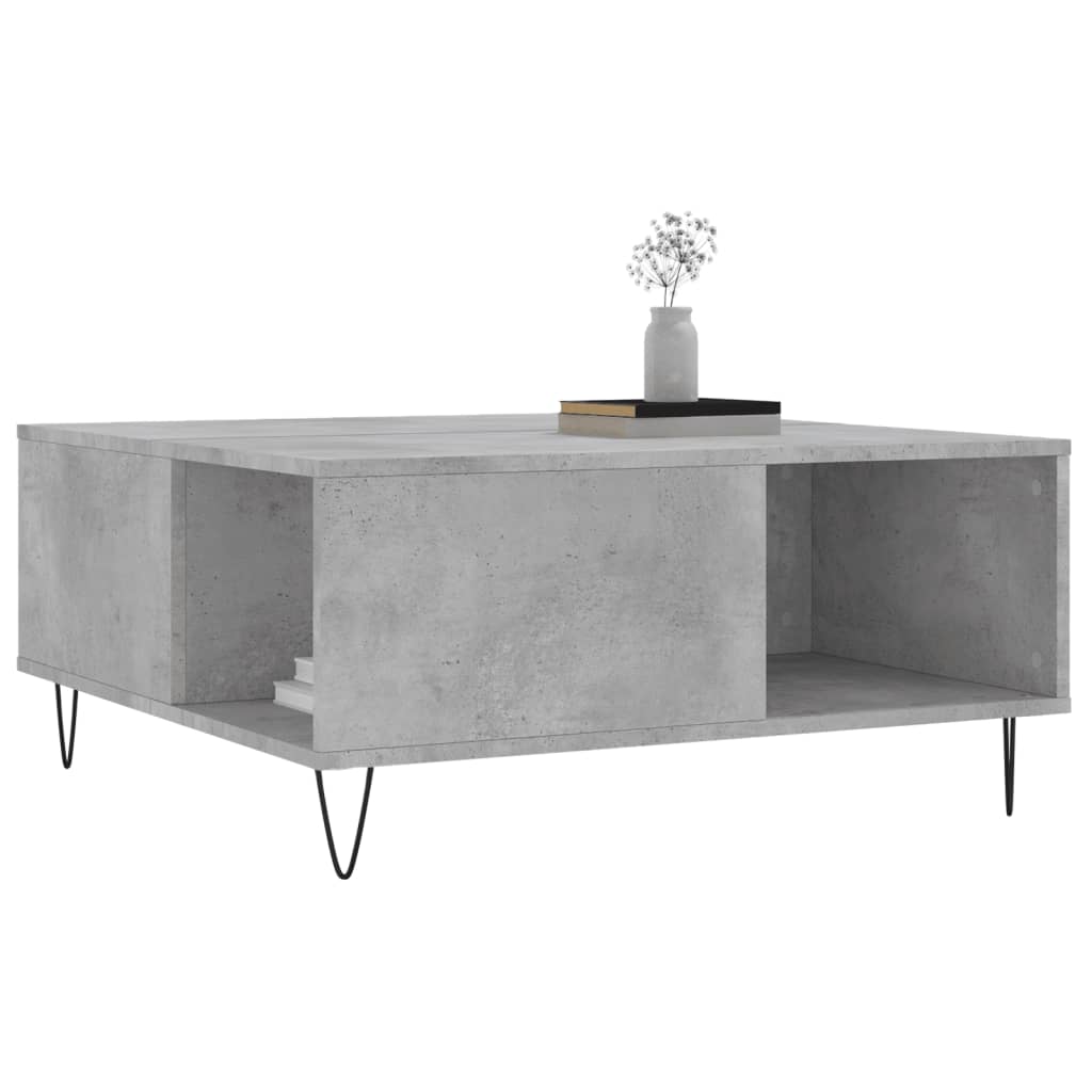 Table basse gris béton 80x80x36,5 cm en bois