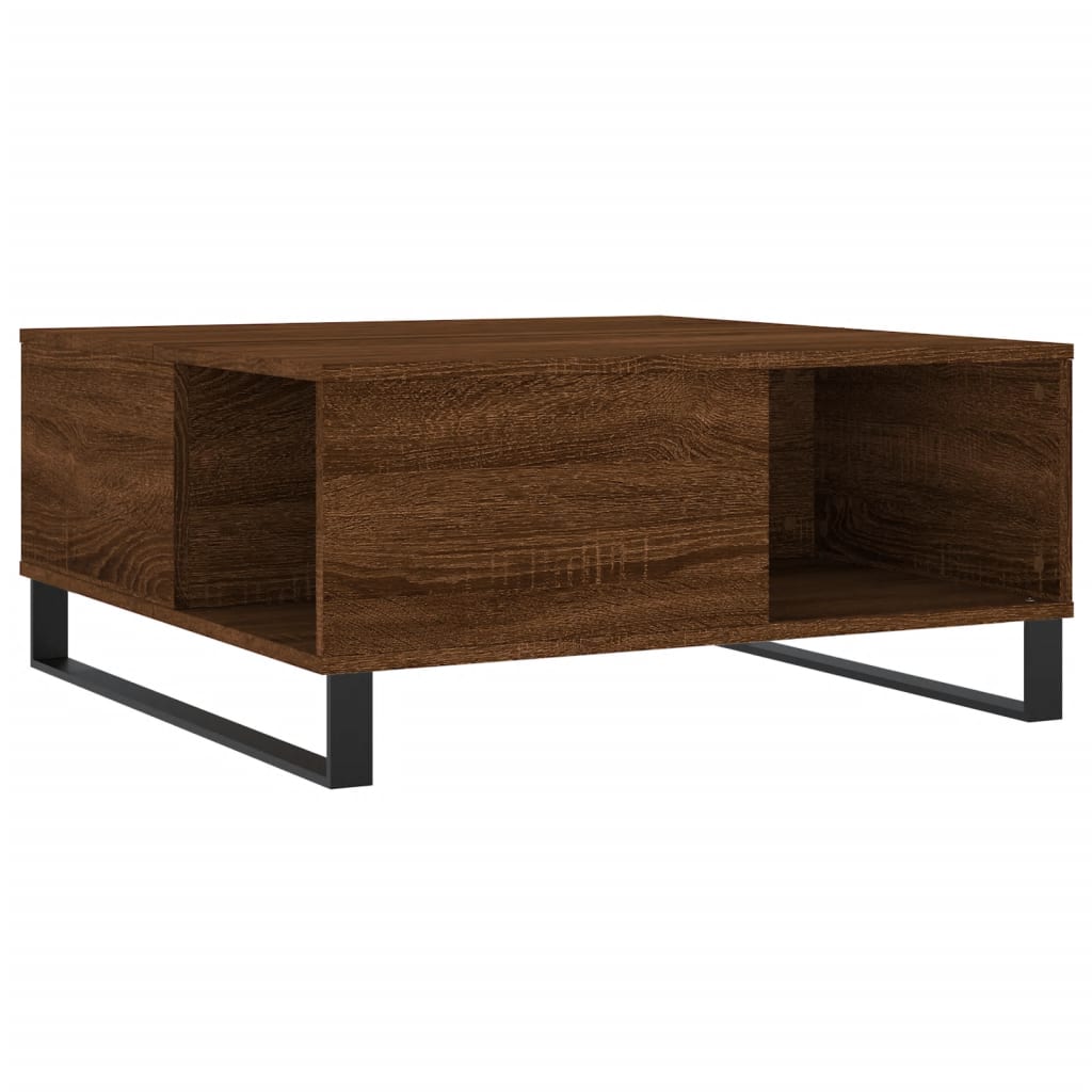 Table basse aspect chêne marron 80x80x36,5 cm en bois