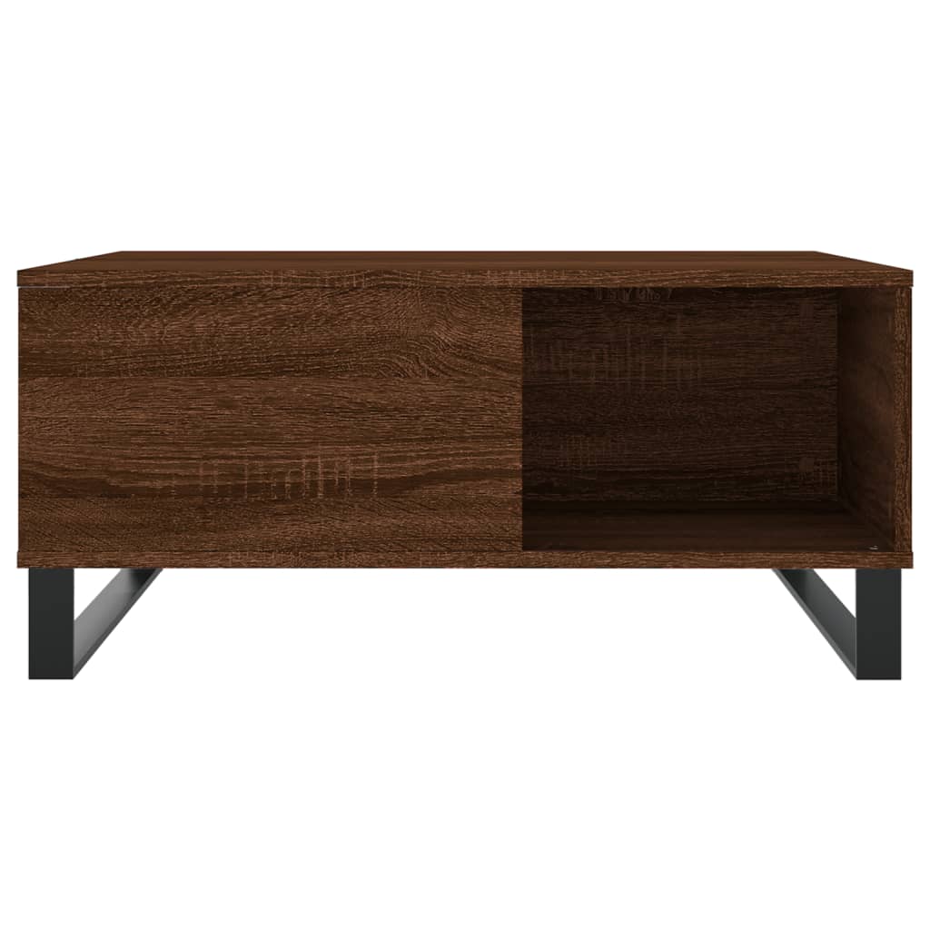 Table basse aspect chêne marron 80x80x36,5 cm en bois
