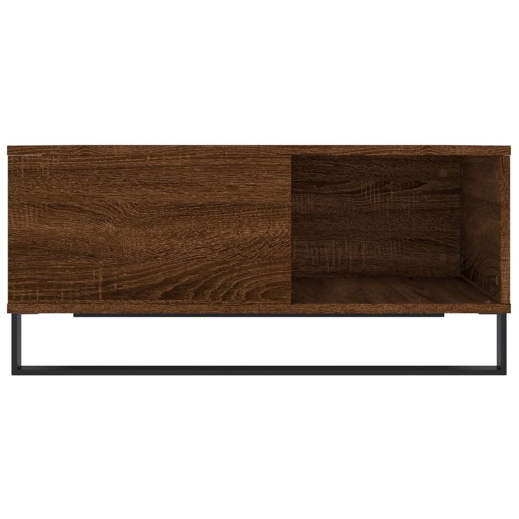 Table basse aspect chêne marron 80x80x36,5 cm en bois