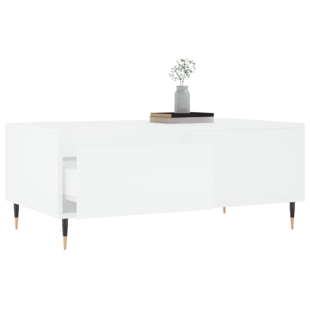 Table basse blanche 90x50x36,5 cm en bois