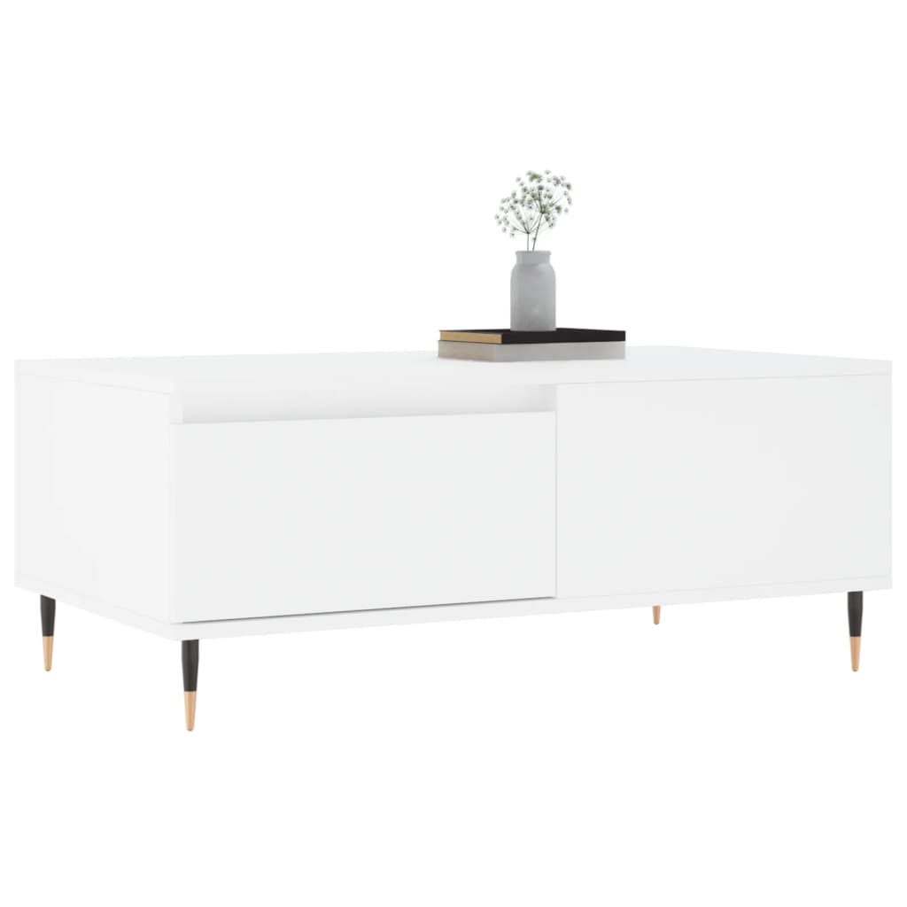 Table basse blanche 90x50x36,5 cm en bois