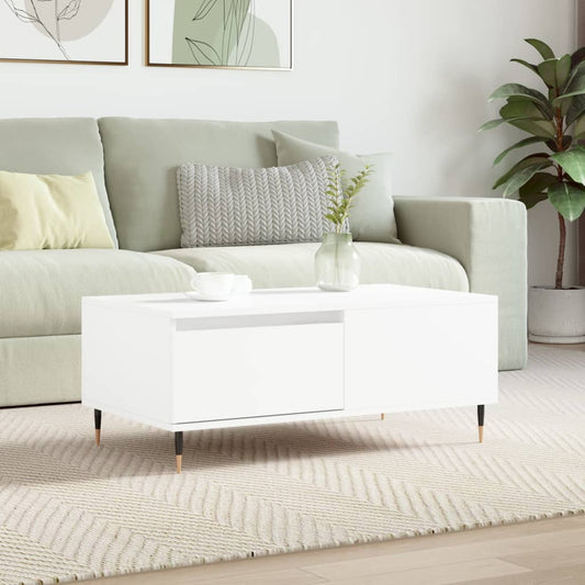 Table basse blanche 90x50x36,5 cm en bois