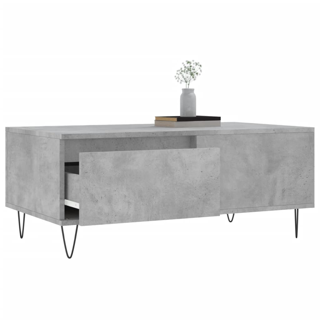 Table basse gris béton 90x50x36,5 cm en bois