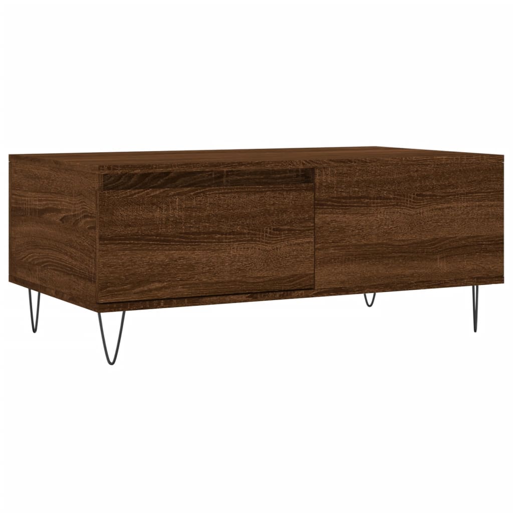 Table basse aspect chêne brun 90x50x36,5 cm en bois