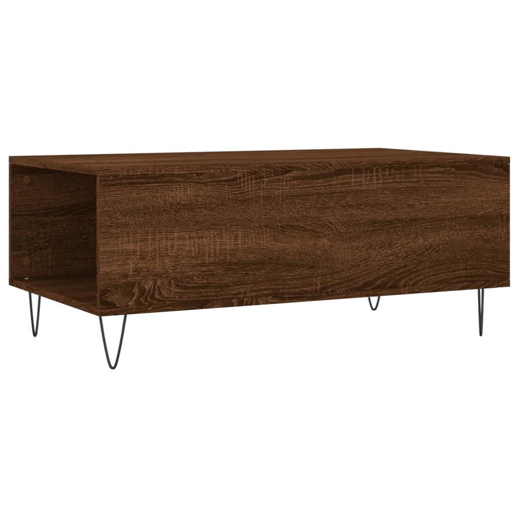 Table basse aspect chêne brun 90x50x36,5 cm en bois