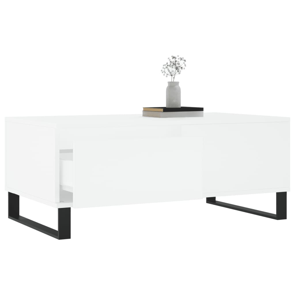 Table basse blanche 90x50x36,5 cm en bois