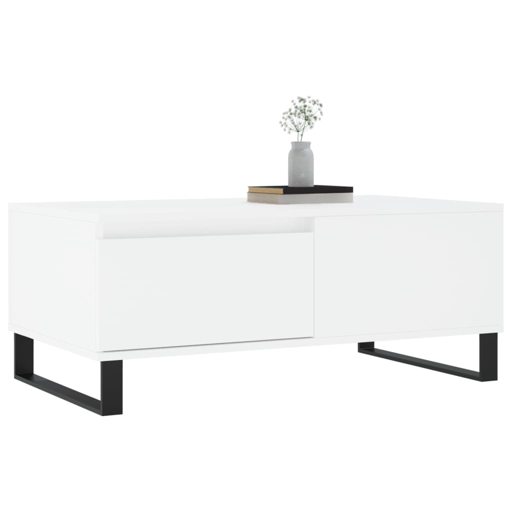 Table basse blanche 90x50x36,5 cm en bois