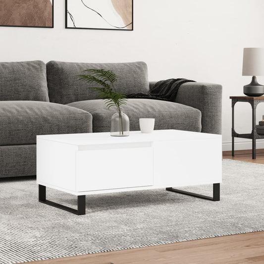 Table basse blanche 90x50x36,5 cm en bois