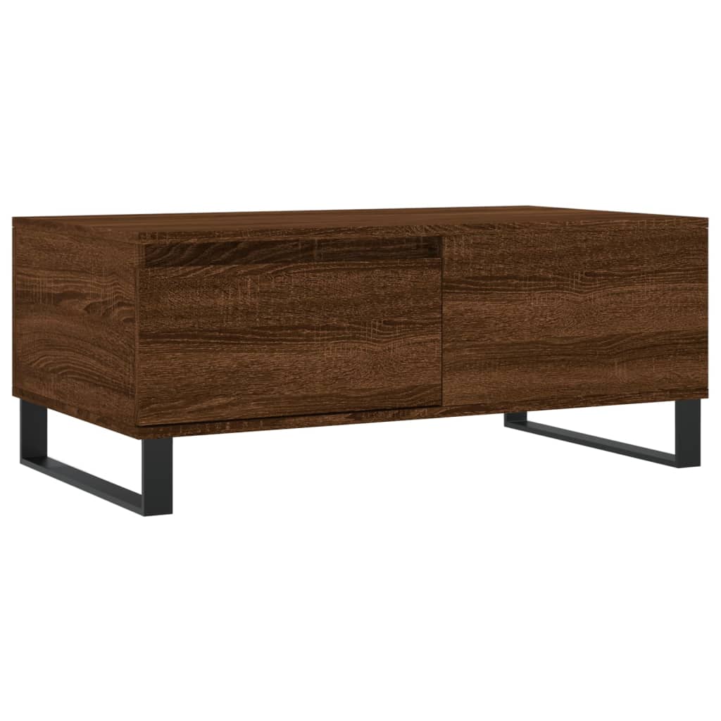 Table basse aspect chêne brun 90x50x36,5 cm en bois