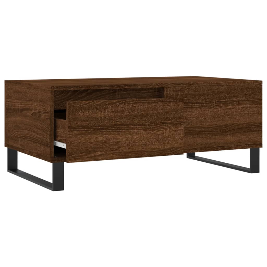 Table basse aspect chêne brun 90x50x36,5 cm en bois