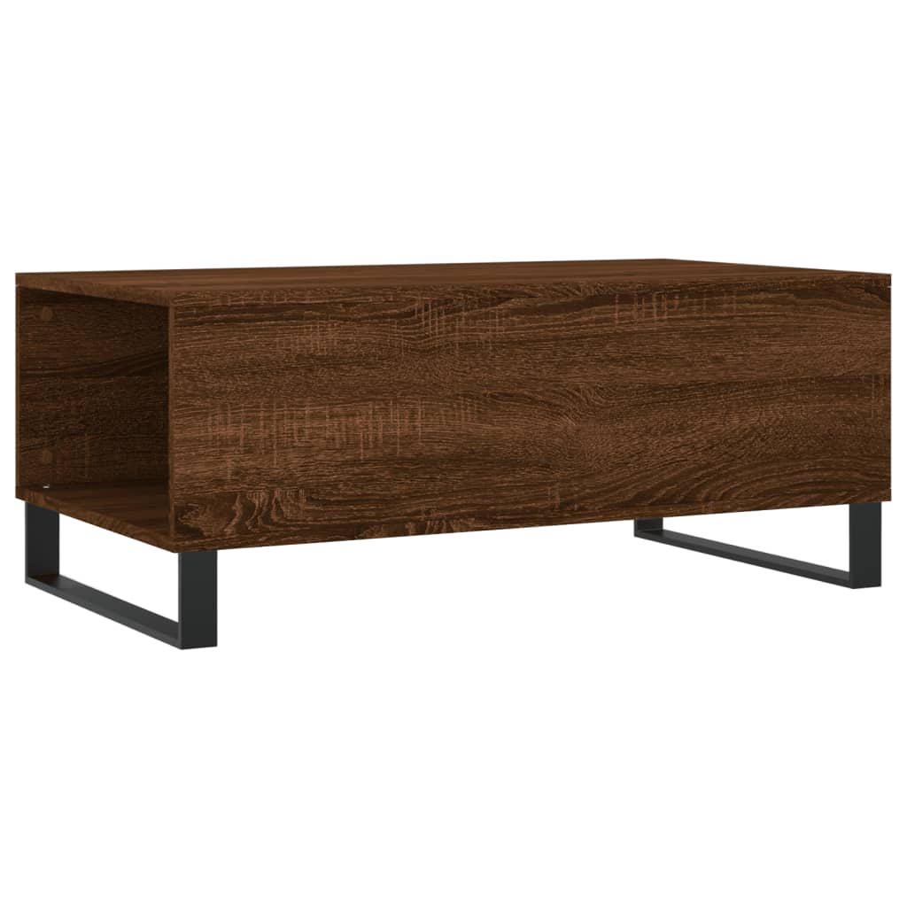 Table basse aspect chêne brun 90x50x36,5 cm en bois