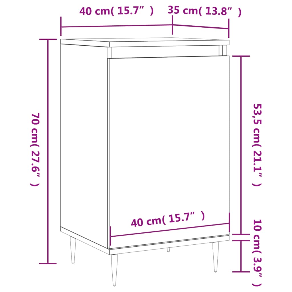 Sideboard Weiß 40x35x70 cm Holzwerkstoff
