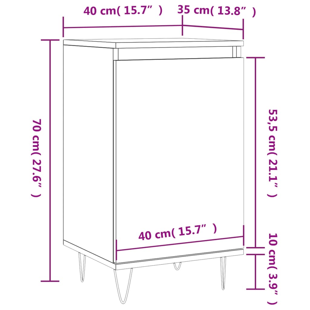 Sideboards 2 Stk. Hochglanz-Weiß 40x35x70 cm Holzwerkstoff