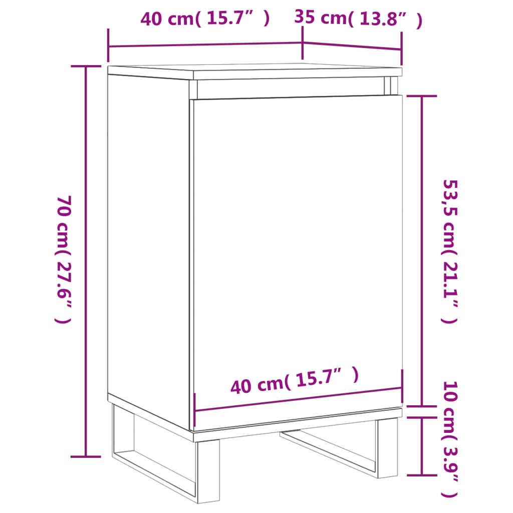 Sideboards 2 Stk. Weiß 40x35x70 cm Holzwerkstoff