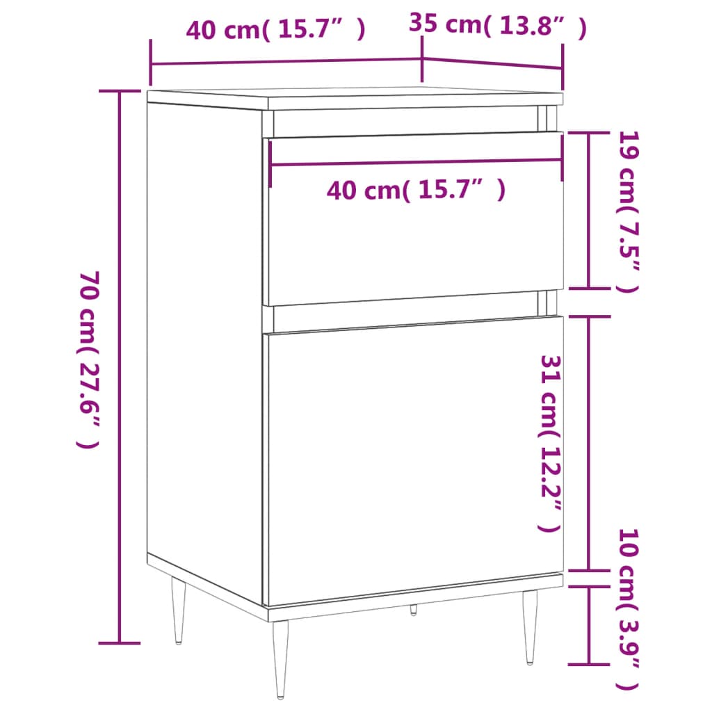 Sideboard Sonoma-Eiche 40x35x70 cm Holzwerkstoff