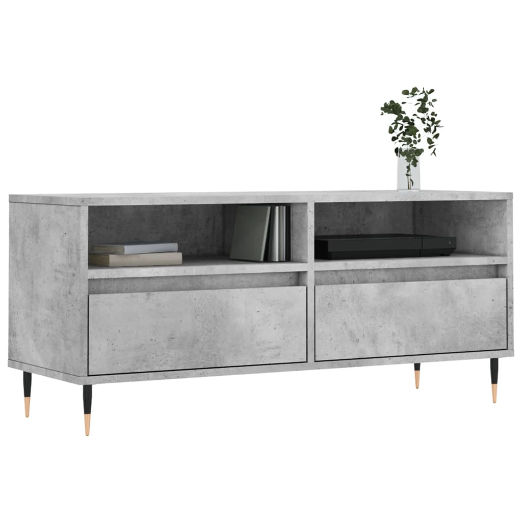 Meuble TV gris béton 100x34,5x44,5 cm en bois