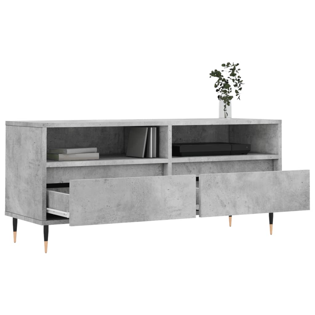 Meuble TV gris béton 100x34,5x44,5 cm en bois