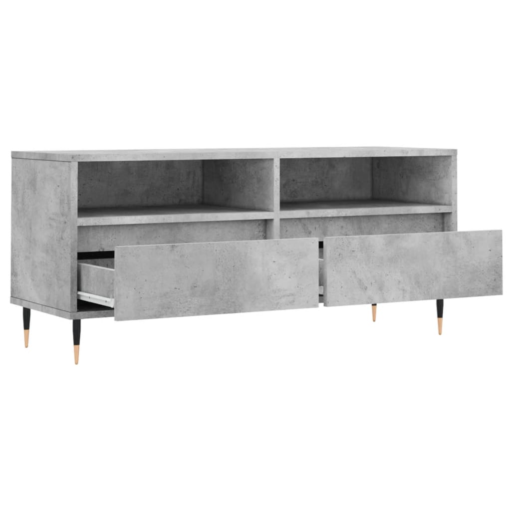 Meuble TV gris béton 100x34,5x44,5 cm en bois