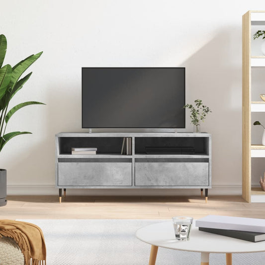 Meuble TV gris béton 100x34,5x44,5 cm en bois