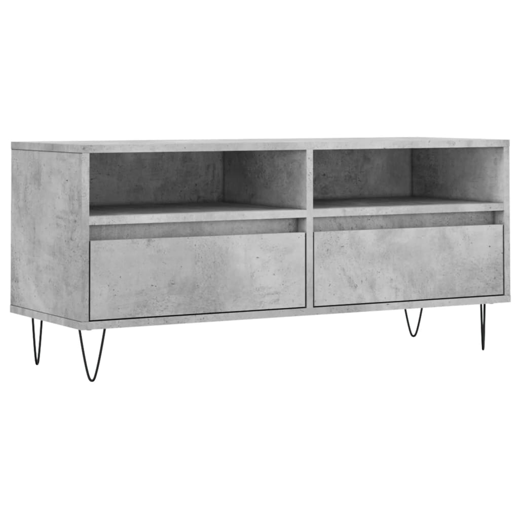 Meuble TV gris béton 100x34,5x44,5 cm en bois